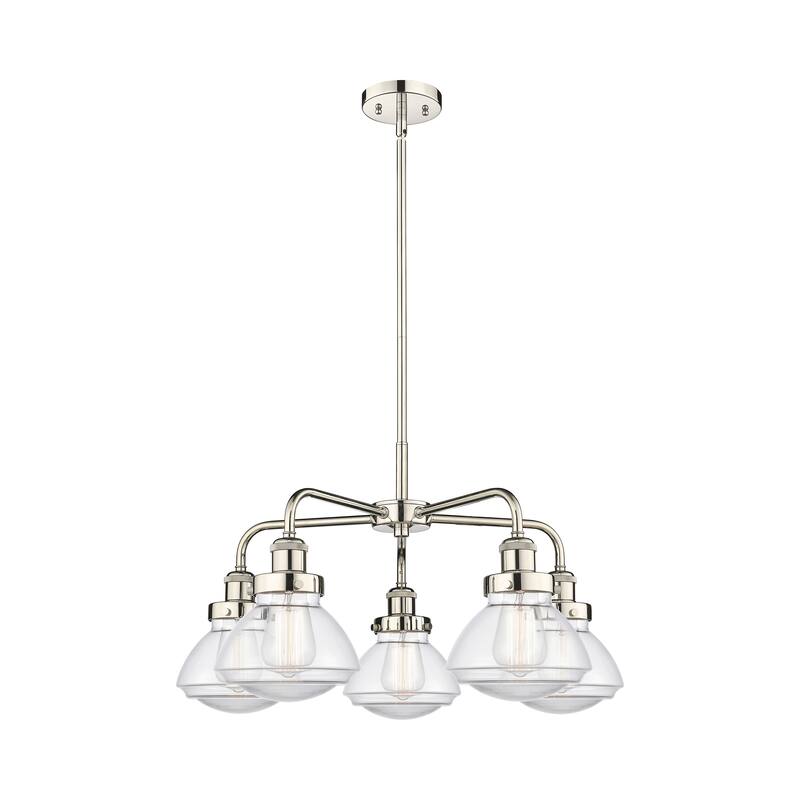 Innovations Lighting Olean - 5 Light 25" Stem Hung Chandelier - Clear/Polished Nickel
