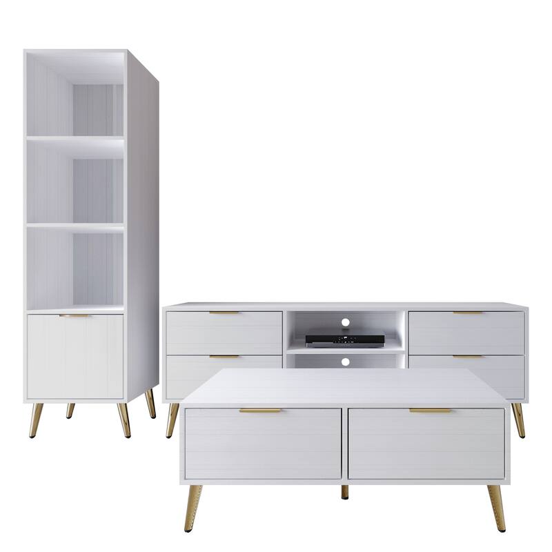 CraftPorch Elegance 3-Piece Living Room Set - White