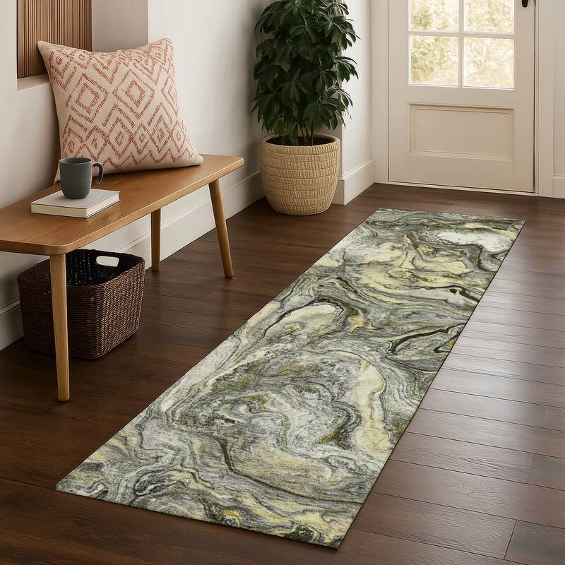 Premium Washable Super Soft Modern Contemporary Mayfield Rug - Pewter - 2'3" x 7'6"