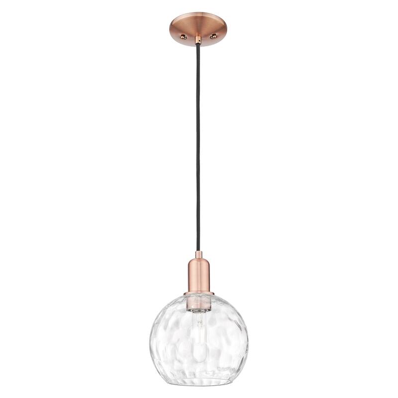 Innovations Lighting Endless Possibilities Arcadia - Athens Water Glass - 1 Light 8" Cord Hung Mini Pendant - Antique Copper