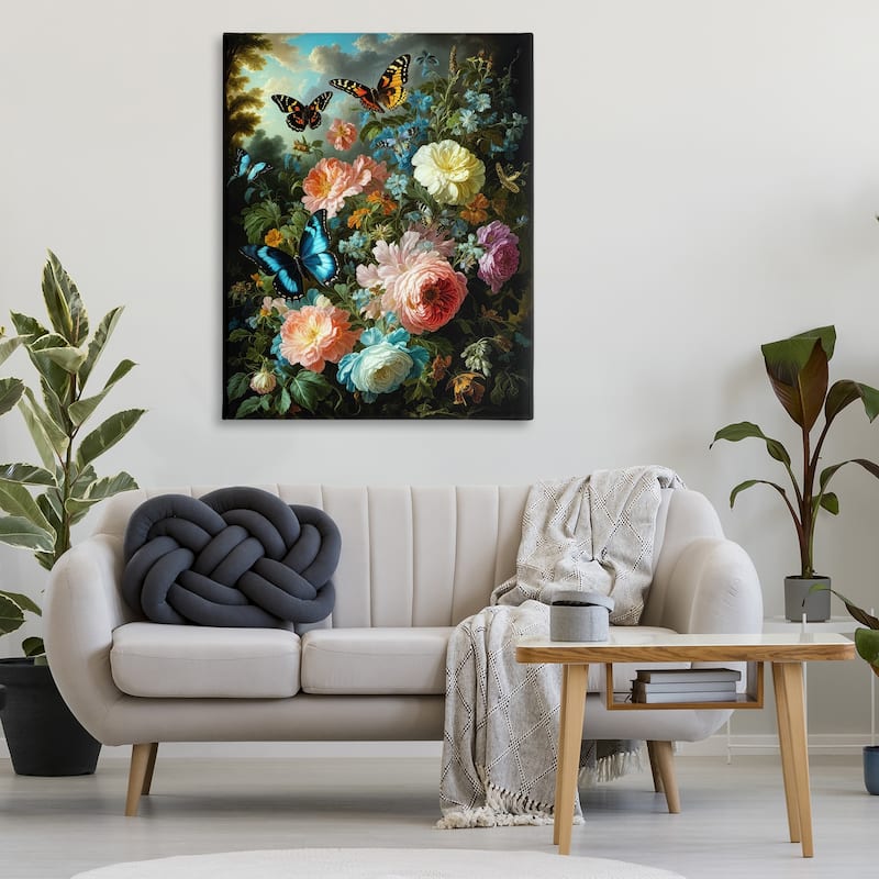 Stupell Blooming Roses & Monarch Butterflies Canvas Wall Art Design By Tabz Jones