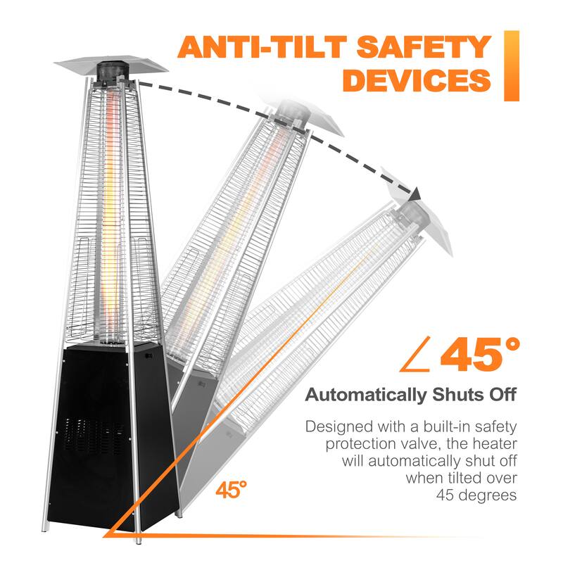 Outdoor 48,000 BTU Pyramid Propane Gas Patio Heater with Wheels