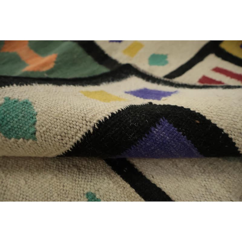 Hand Woven Oriental 100% Wool Carpet Southwestern Tribal Multi-Colored Kilim Area Rug - 14' 6'' X 6' 2''