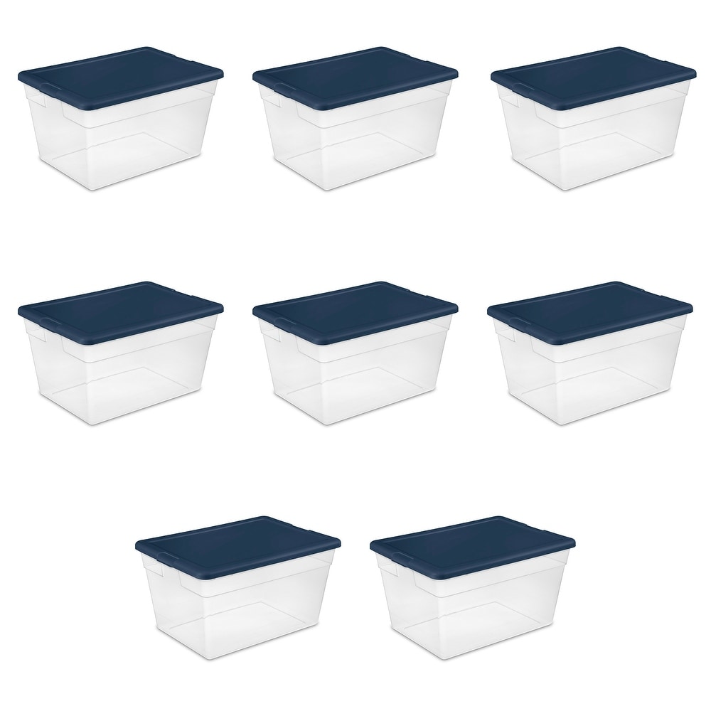 Sterilite Classic Lidded Stackable 18 Gal Storage Tote Container, Blue, 8  Pack, 1 Piece - Pay Less Super Markets