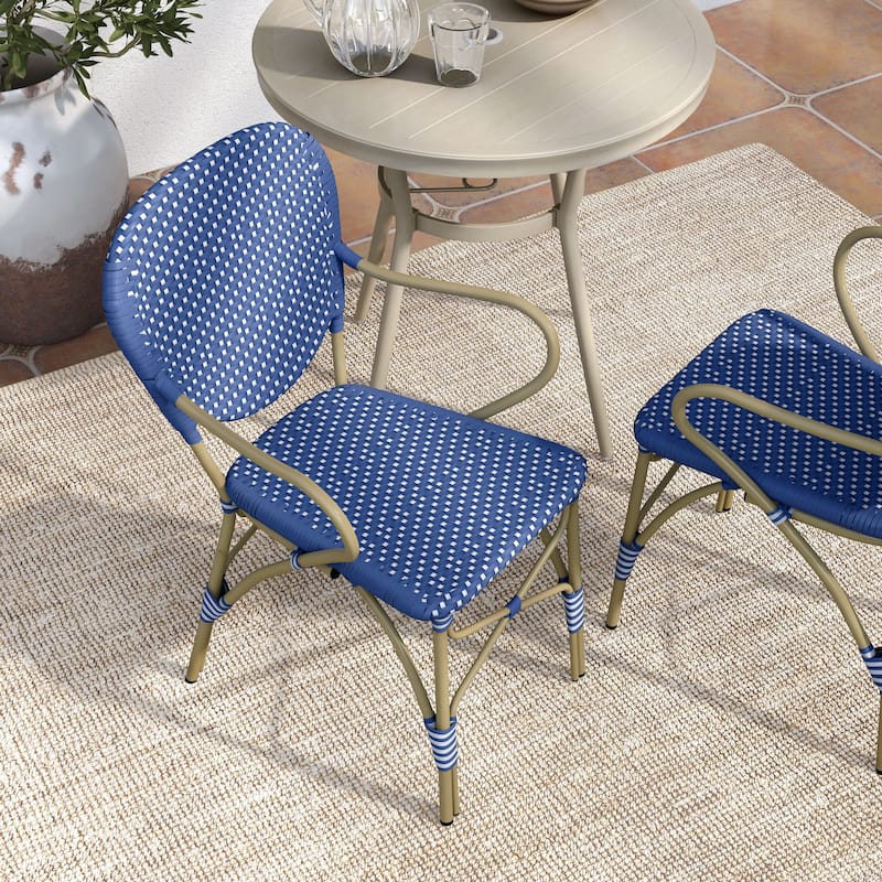 Courtnie French Blue PE Wicker Outdoor Dining Chairs (Set of 2) by Furniture of America - Set of 2