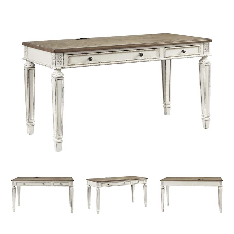 Signature Design by Ashley Realyn Ivory and Brown Wood Office Desk