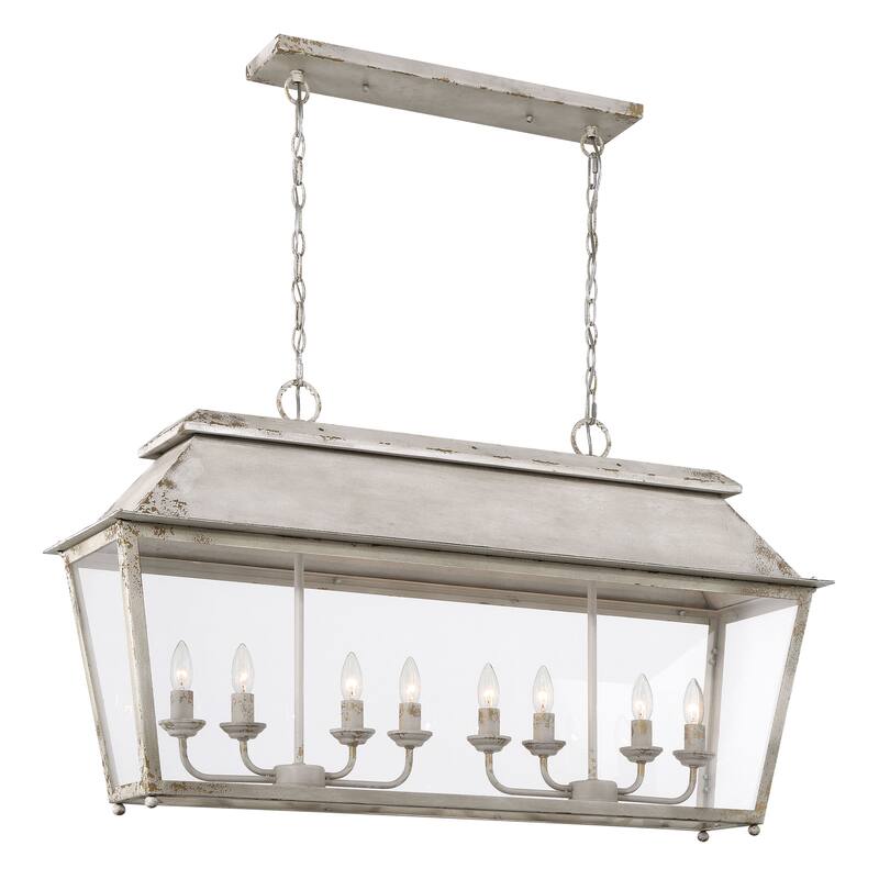 Golden Lighting Abingdon 8-light Island Light in Antique Ivory - Silver