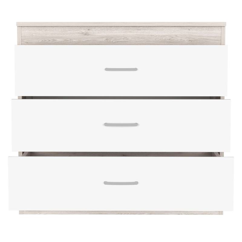 HomeRoots 32" White and Gray Three Drawer Dresser