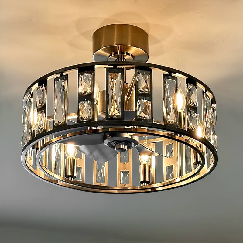 20-In Nickel Caged Ceiling Fan with Light Remote(5-Blade)