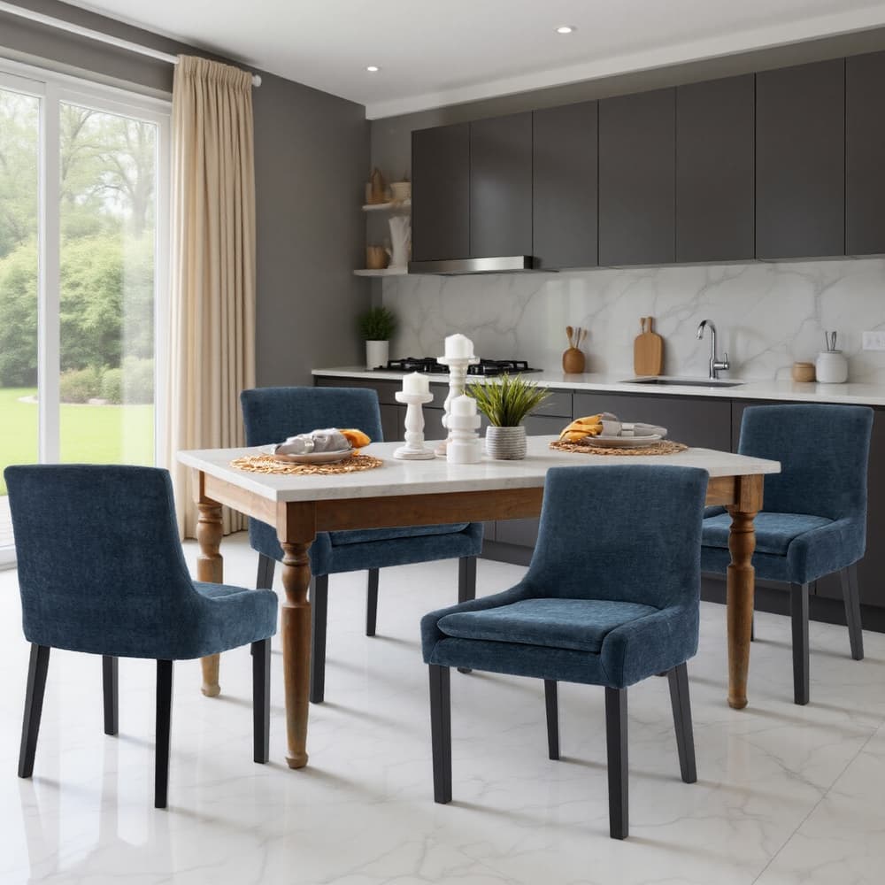 RENEWLINE Mid-Century Modern Corduroy Upholstered Dining Chairs with Solid Wood Legs