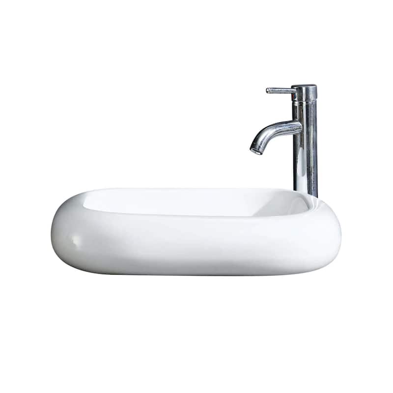 Fine Fixtures White Vitreous China Square curving Sides Vessel Sink