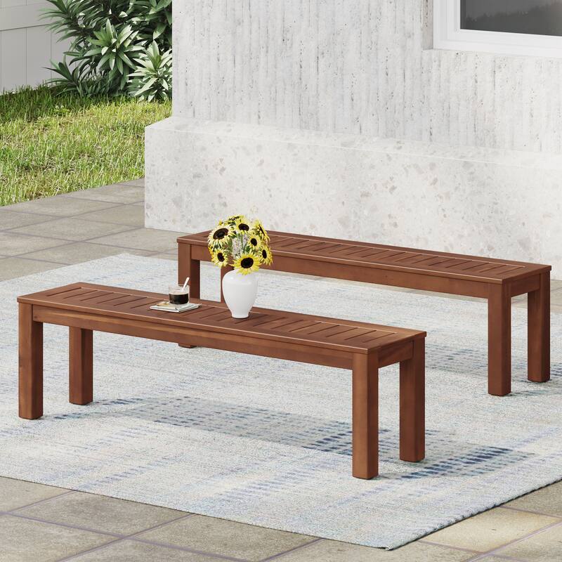 Manila Bench( Set Of 2 ) - Dark Brown