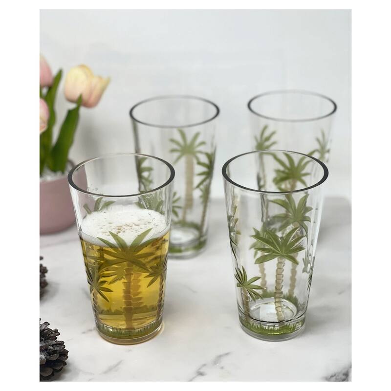 Palm Tree Design Acrylic Glasses Drinking Set of 4