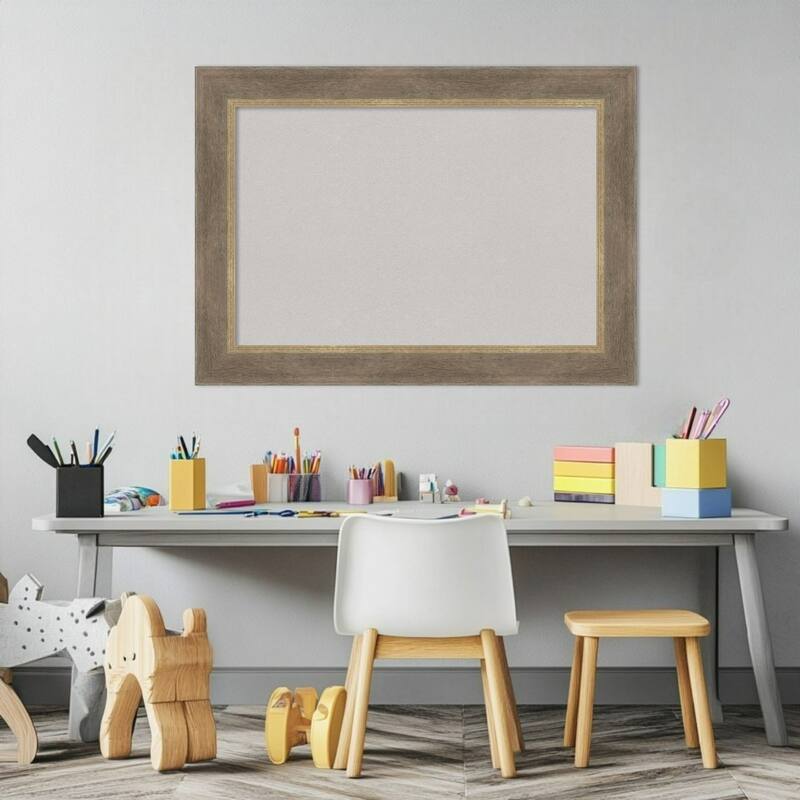 Driftwood Tan Wood Framed Cork Board - Bulletin Board, Organization Board, Pin Board