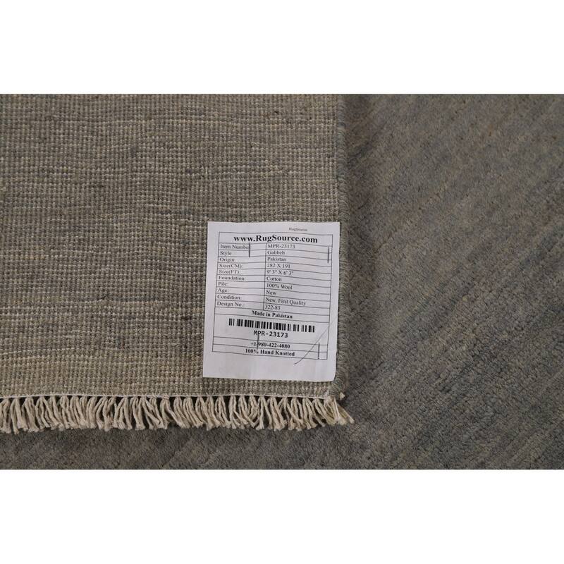 Striped Gray Gabbeh Oriental Area Rug Handmade Wool Carpet - 6'3" x 9'3"