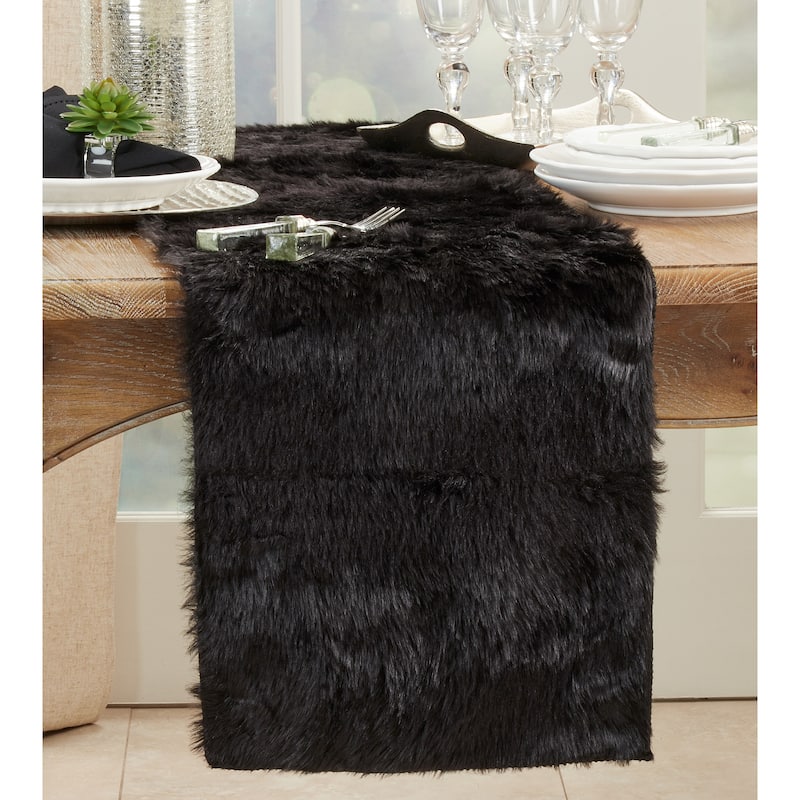 Juneau Collection Faux Fur Table Runner - 15"x72" - Black