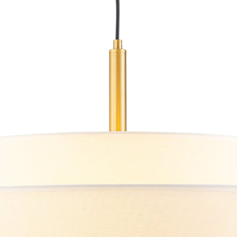 Linen Fabric Tiered Drum 3-Light Hanging Coastal Pendant - 23.6 in