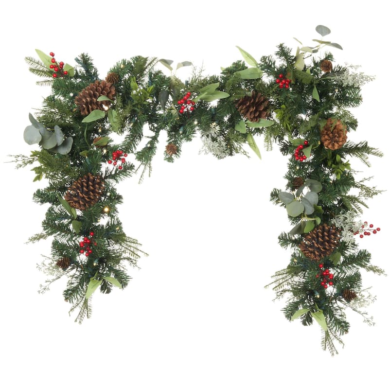 9 ft. Artificial Christmas Garland with Lights - Christmas Woods - 9 Foot