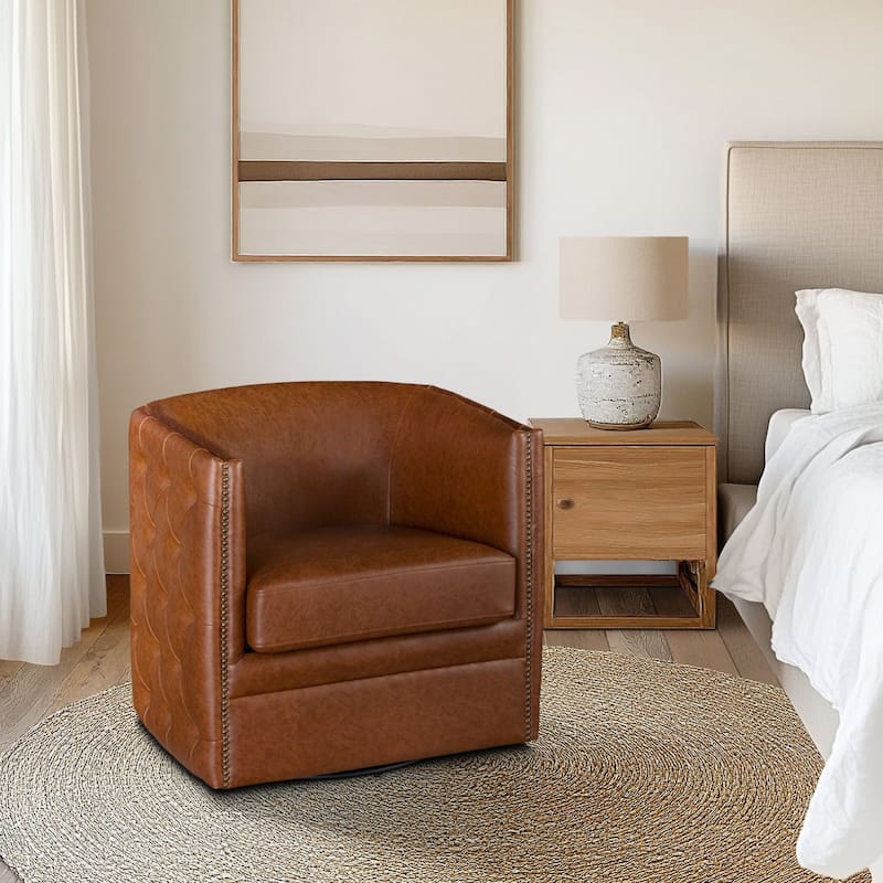 Madison Park Capstone 360-degree Swivel Barrel chair with Tufting and Nail heads