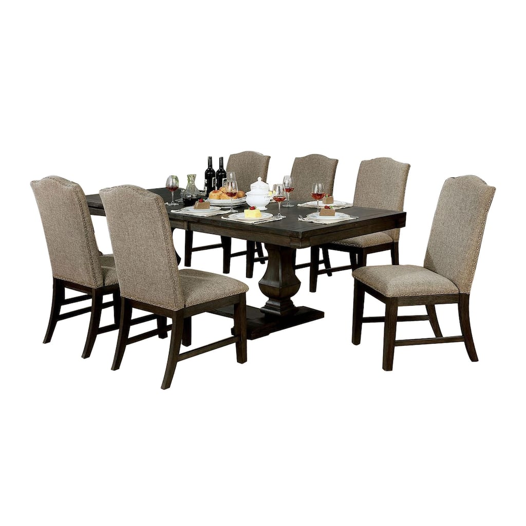 Transitional Style Dining Set in Espresso and Warm Gray