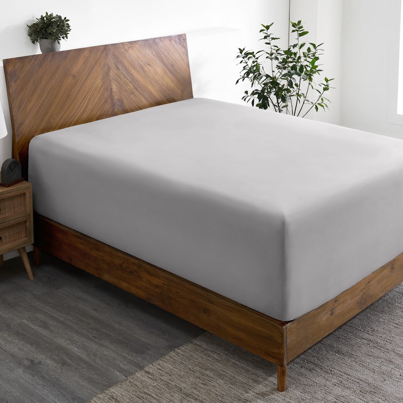 Bare Home Ultra-Soft Microfiber 22 Inch Extra Deep Pocket Fitted Sheet - Twin XL - Light Grey