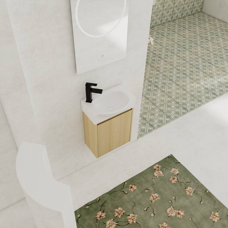 GDFStudio - Levistar Modern Wall-Mounted Bathroom Vanity with Scratch-Resistant Sink & Soft Close Door for Small Space