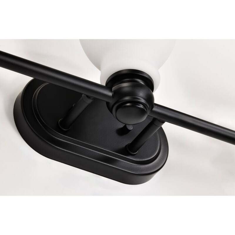 Russel 3 Light Vanity Matte Black with Satin White Glass - Matte Black