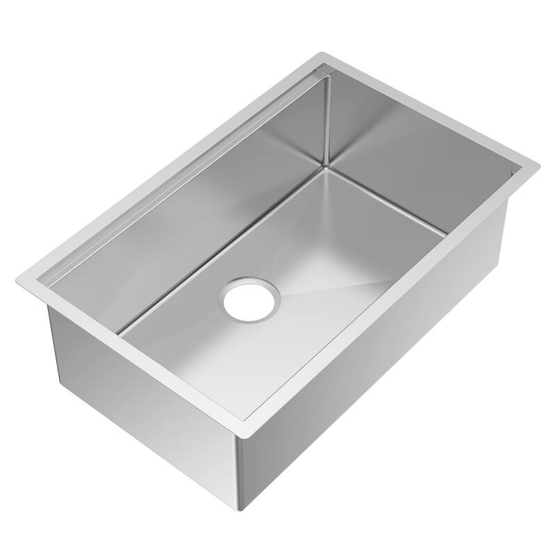 Whitehaus Undermount Single Bowl 16 Gauge Brushed Stainless Steel Workstation Sink With Accessories