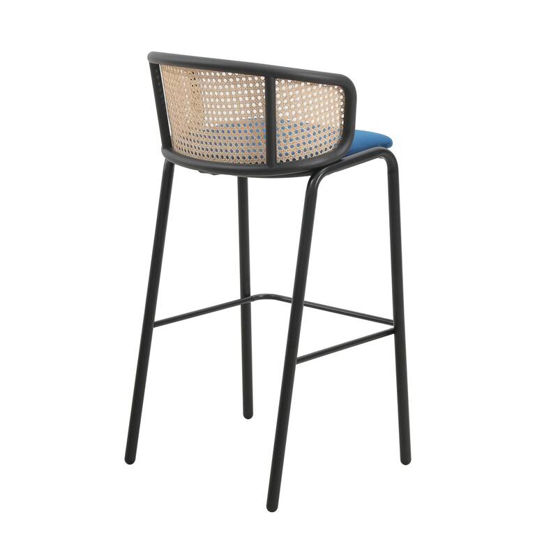 LeisureMod Ervilla Bar Stool with Black Powder Coated Steel Frame Set of 2 - 37"