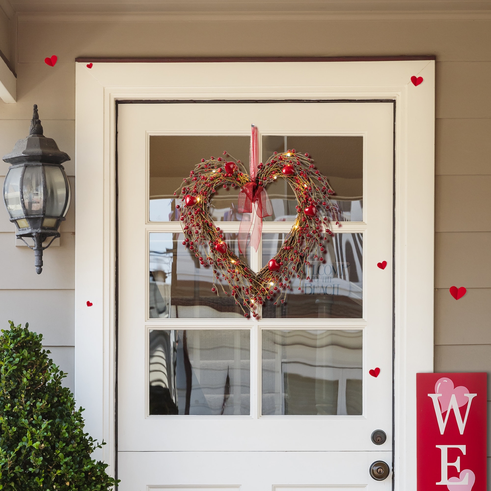 Glitzhome Heart Shaped Hearts & Berry Wreath, Color: Red - JCPenney