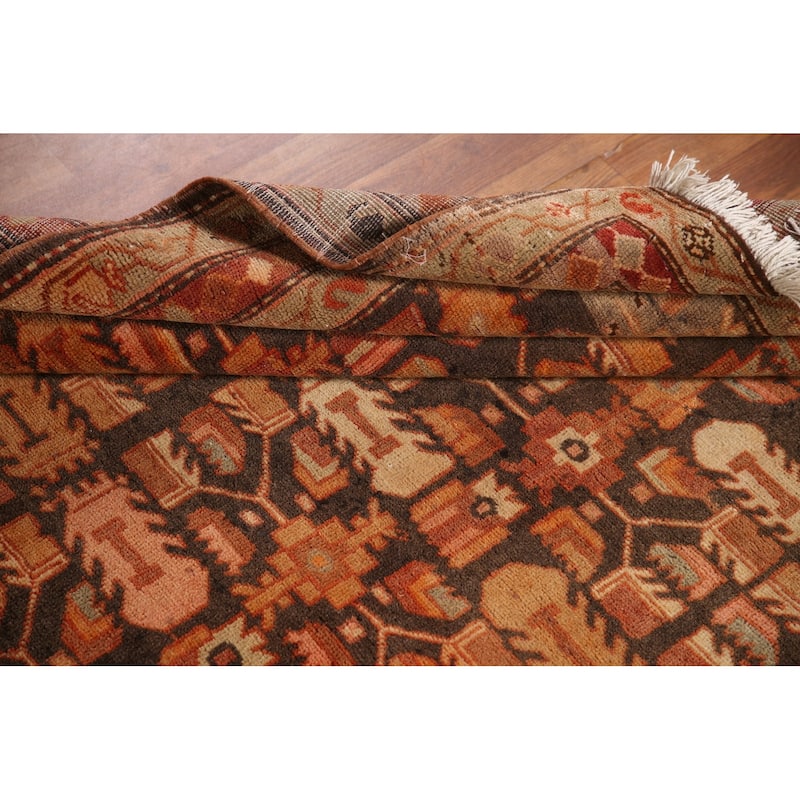 Geometric Meshkin Persian Vintage Area Rug Hand-Knotted Wool Carpet - 4'7" x 9'3"