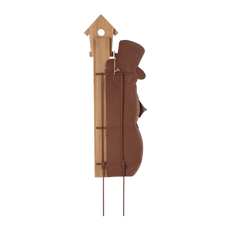Glitzhome 40"H Snowman Snow Gauge Yard Stake Wall Decor