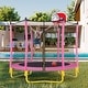 preview thumbnail 4 of 5, 5.5FT Trampoline for Kids - 65" Outdoor & Indoor Mini Toddler Trampoline with Enclosure, Basketball Hoop and Ball Included