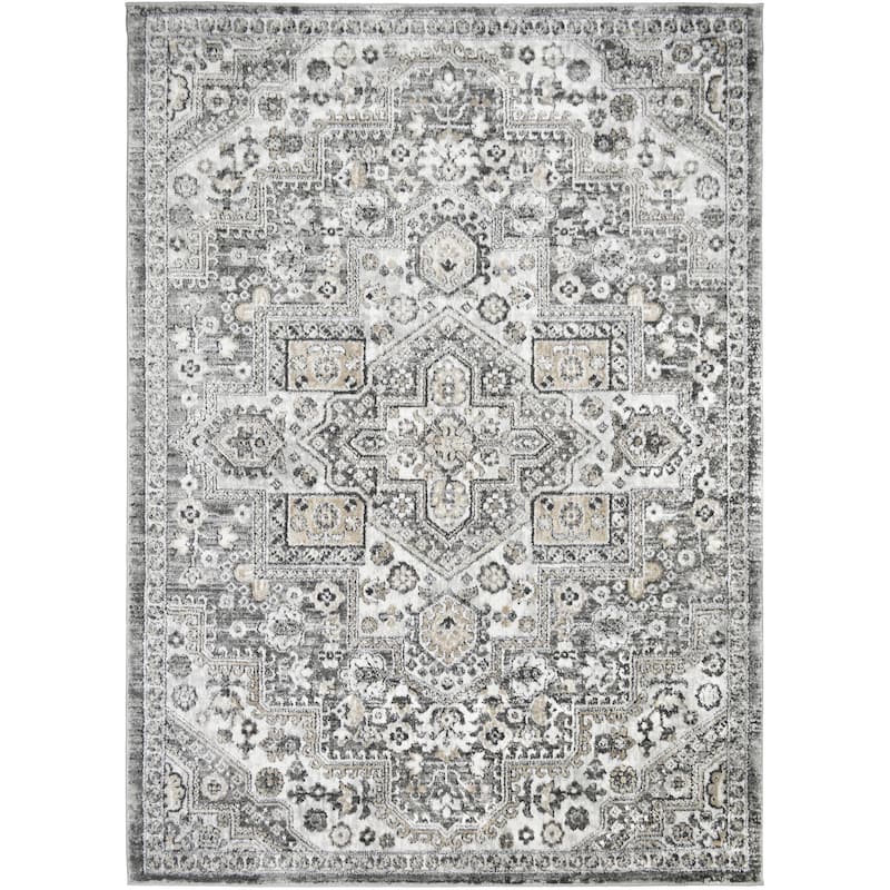 Firenze Radiance Gray Traditional Oriental Area Rug - 5'3"x7'3"