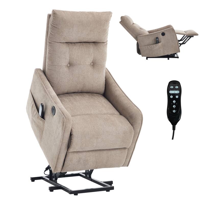 Single Motor Power Lift Recliner with USB Port and 155 Degree Recline
