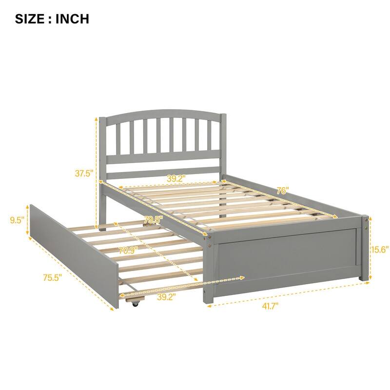 Twin size Platform Bed with Trundle