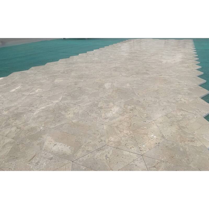 Roomfitters Hexagon Natural Marble Tile, Honed Stone for Wall and Floor, Genuine Marble, 12-Piece Box, Gold Yellow Beige