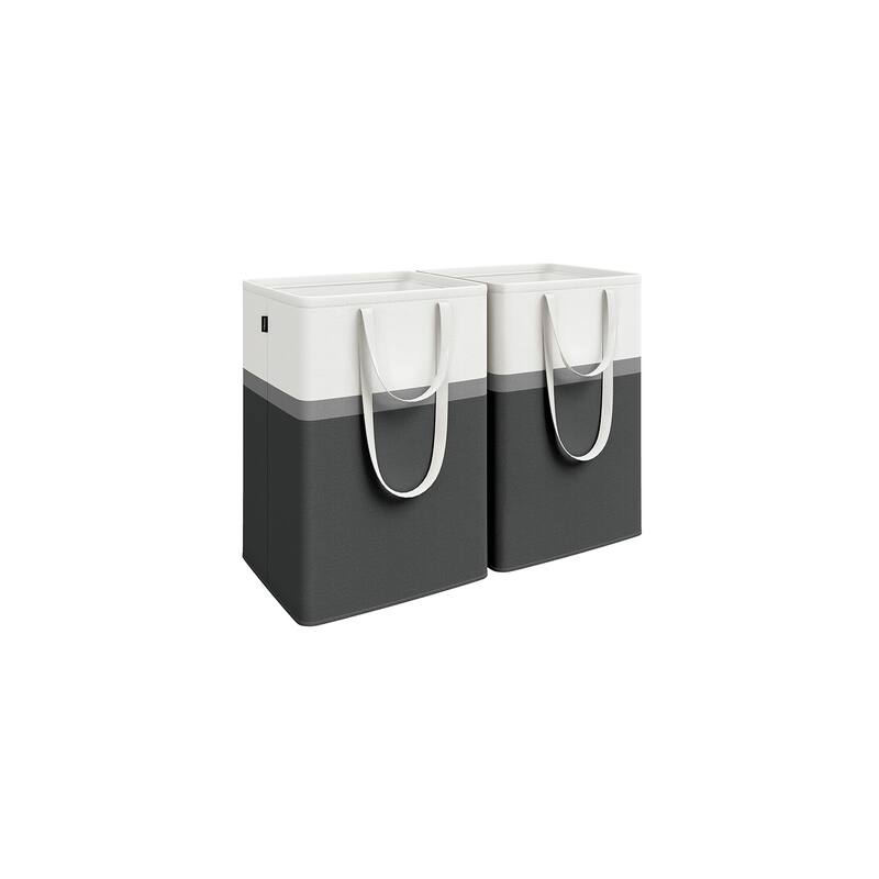 2-Pack Laundry Hampers Large Foldable Clothes Baskets with Handles for Bedroom or Laundry Room - 15.8"L x 11.8"W x 25.6"H - Black