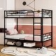 preview thumbnail 1 of 7, Black Metal Bunk Bed with Bottom Shelf and Full-Length Guardrails, Converts to Two Beds Twin Over Twin - Black
