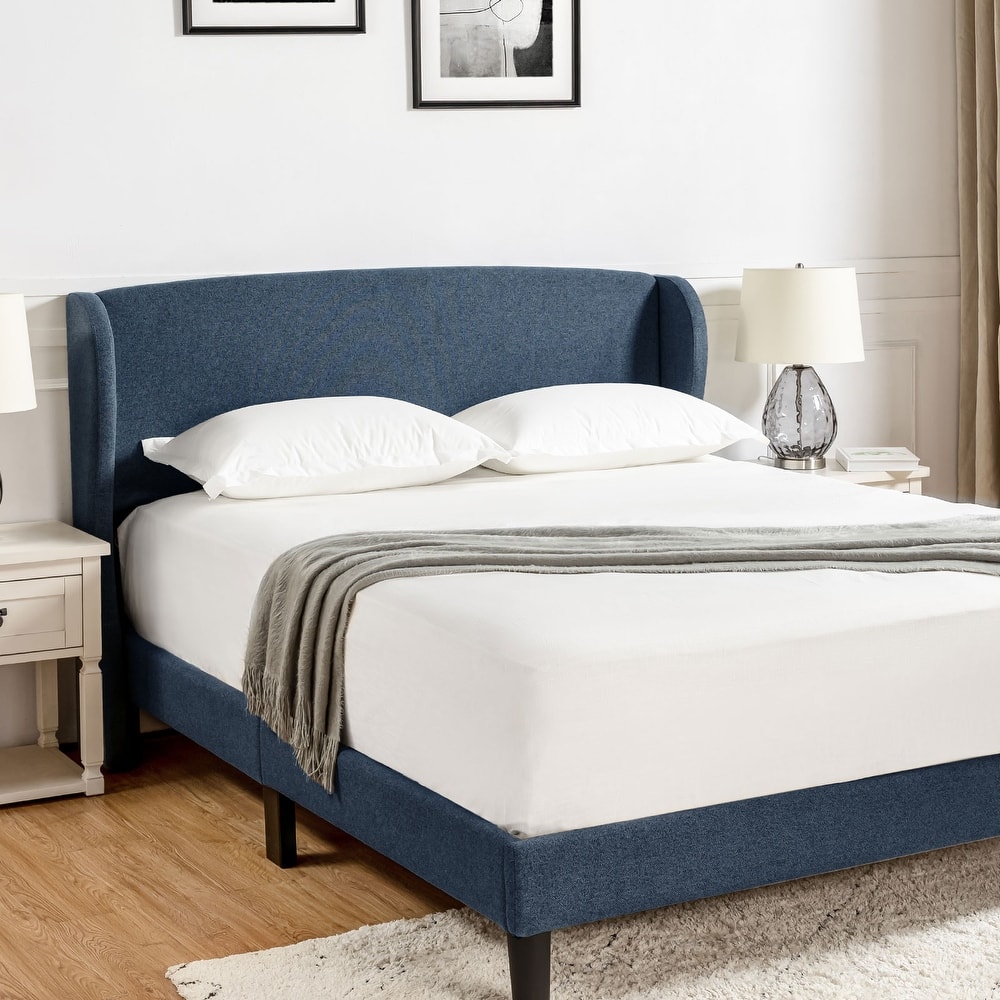 Gerald Traditional Upholstered Wingback Platform Bed By HULALA HOME