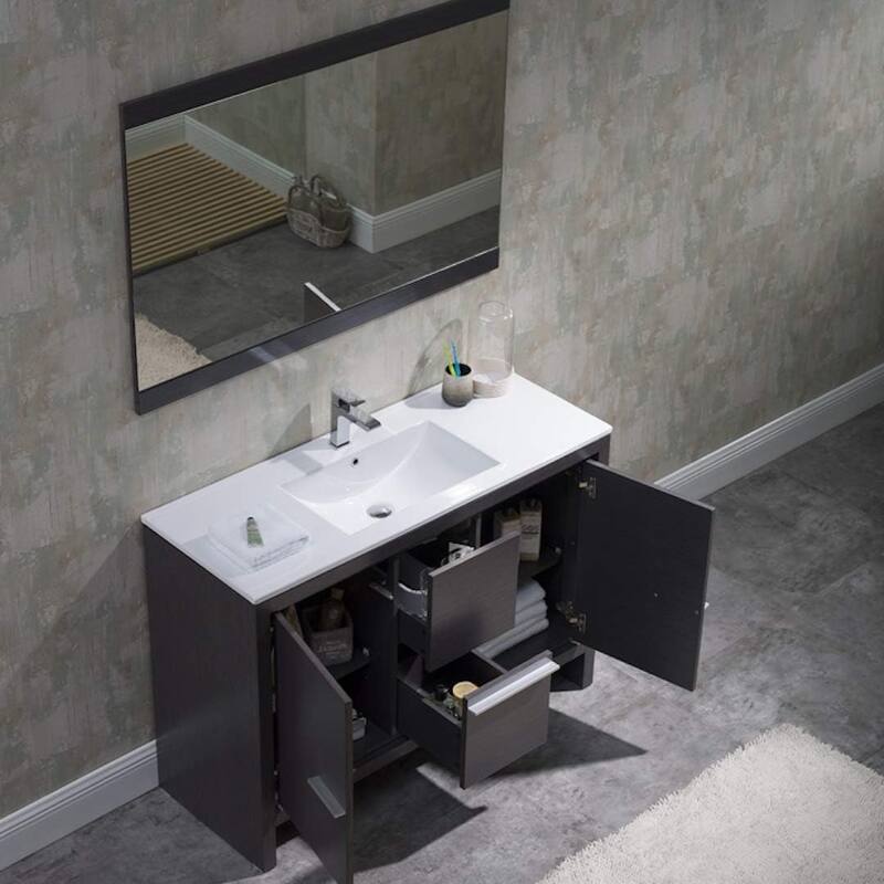 Blossom 48-Inch Bathroom Vanity Set with Ceramic Sink and Mirror Combo