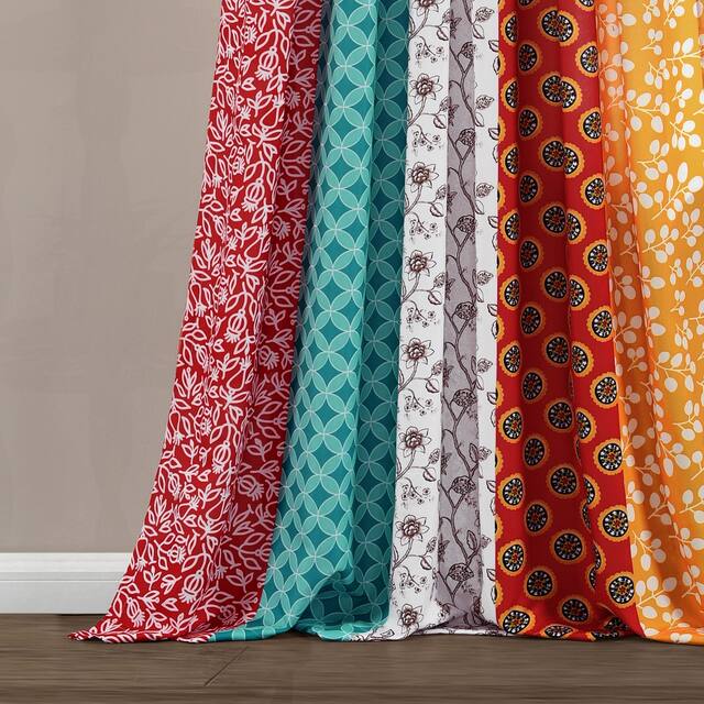 Lush Decor Boho Patch Window Curtain Panel Pair