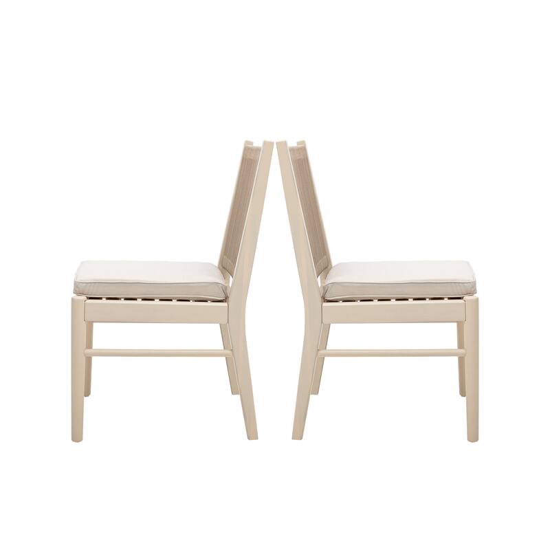 Orry Dining Side Chair Set of 2, Sand Brown Roped Back, Acacia Wood