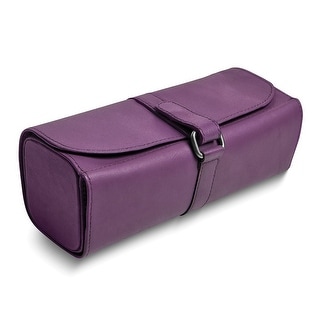 Curata Purple Leather Snap Strap Large Jewelry Roll with Watch/Bracelet ...