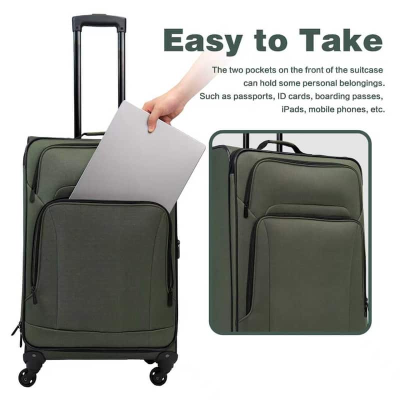 SoftshellLuggage Expandable 3 Piece Set Suitcase with Duffel Bag Softside Lightweight Luggage Travel Set