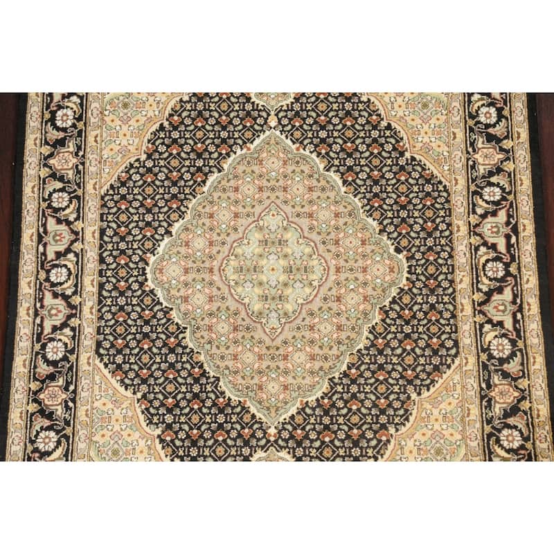 Wool/ Silk Vegetable Dye Tabriz Mahi Area Rug Handmade Oriental Carpet - 3'10" x 6'0"