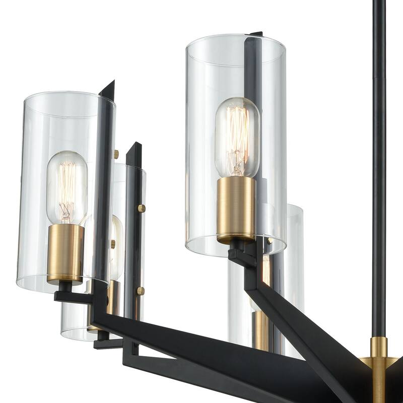 Elk Home Blakeslee Matte Black With Clear Glass 8 Light Chandelier