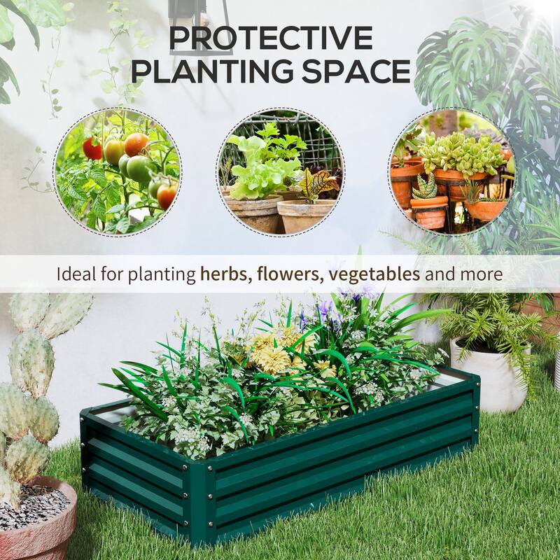 Outdoor Raised Planter Box, Garden Bed with Open Bottom for Vegetables