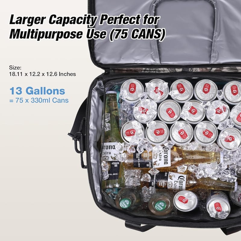 WARMOUNTS 75 Cans Insulated Leakproof Soft Cooler Bag with 2 Compartment for Camping Picnic