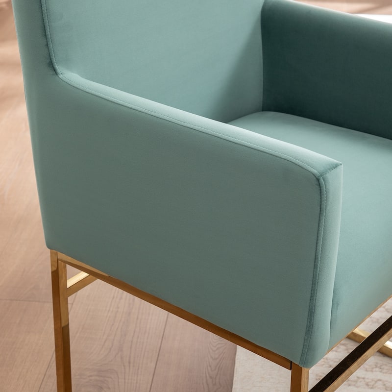 SEYNAR Modern Velvet Accent Arm Dining Chair Set of 2 with Metal Legs